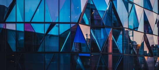 Poster - a close-up glass and steel facade defines the exterior of modern architecture