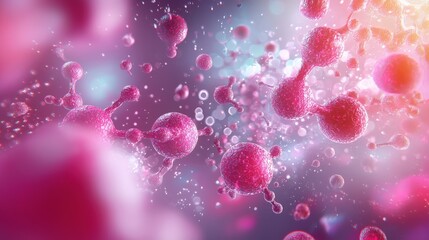 Poster - Abstract Molecular Structures with Vibrant Pink and Purple Colors