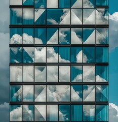 Poster - in dumbo, brooklyn, a unique, reflective glass building stands as a modern architectural marvel, its