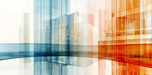 Poster - The repetition of 'Multiple exposure of modern abstract glass architecture' forms the entirety of the given statement