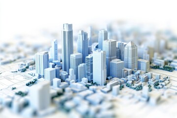 Poster - Sketch of a conceptual cityscape featuring an aerial urban skyline