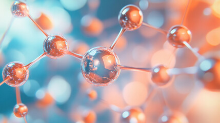 Aufkleber - Intricate molecular formations are highlighted against a glowing, colorful background, creating a vivid and dynamic abstract effect