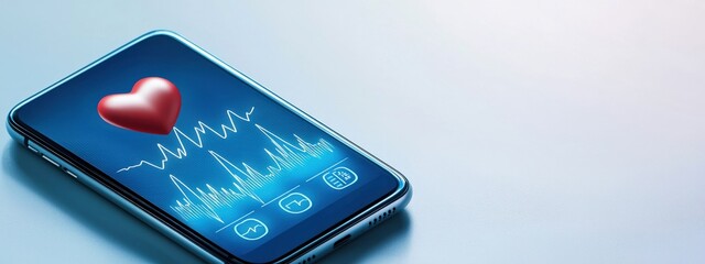 Poster - Heartbeat Monitor Application on Smartphone with Heart Icon and Graph