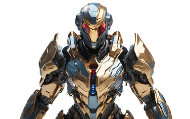 Poster - Quantum guardian with a constantly shifting armor that phases through dimensions, isolated on a empty plain background