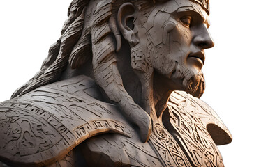 Poster - Titanic stone colossus with glowing runes carved into its body, isolated on a empty plain background