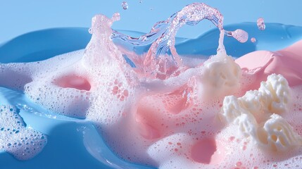 Poster - Delicate pastel foam textures in soft pink and blue, forming a dreamy and elegant background.