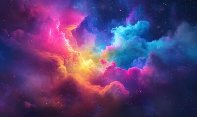 Wall Mural - a vibrant display of colorful nebula clouds in the vastness of space, radiating an otherworldly and dreamlike atmosphere