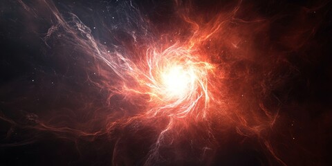 Wall Mural - an abstract depiction of a vibrant cosmic nebula or star. The image displays radiant colors, swirling shapes and the captivating vastness of space