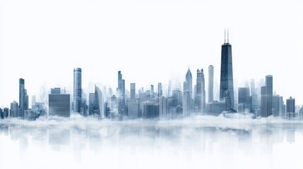 Urban development is highlighted in the cityscape skyline on a misty morning, making it a great background for a website banner