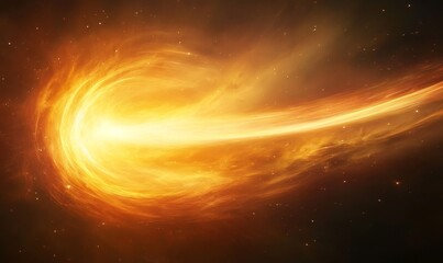 Wall Mural - an artist's rendering of a bright cosmic phenomenon, possibly a comet or other celestial event, set against a star-studded black backdrop. The scene is bursting with brilliant orange and yellow tones.