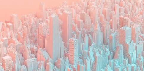 Poster - the city of tomorrow with its windows aglow and a sunset reflected in the glass