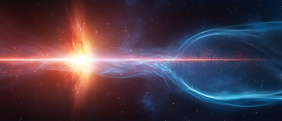 Wall Mural - a beautiful celestial visualization featuring a vibrant beam of light. The interplay of colors and nebulous shapes creates a sense of wonder and infinite possibilities