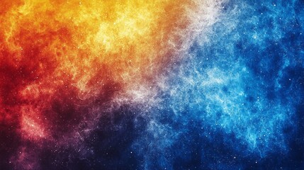 Poster - A stunning blend of fiery red, warm orange, and cool blue create a mesmerizing cosmic landscape. This artwork captivates with its ethereal beauty, conjuring visions of distant galaxies and stardust.