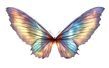 Poster - Fairy wings with iridescent glow, isolated on a empty plain background