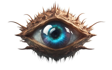 Poster - Floating eye creature with magical auras, isolated on a empty plain background