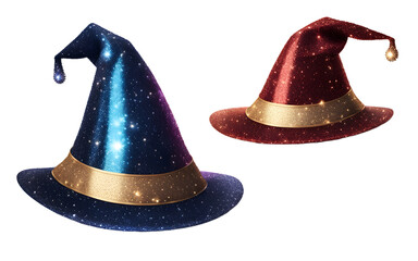 Poster - Floating wizard hat with sparkles, isolated on a empty plain background