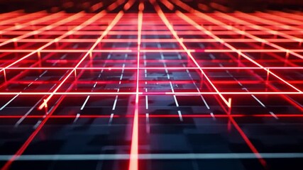 Poster - vibrant grid pattern dynamic red and white lines illuminate futuristic perspective of technology and