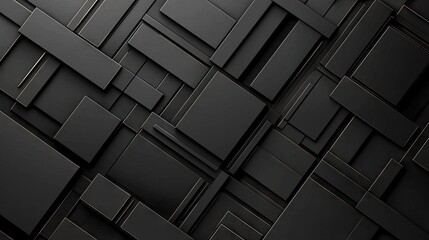 Poster - Premium black abstract background, dynamic diagonal lines with smooth 3D gradients