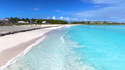 Wall Mural - aerial view of the beautiful beach at emerald bay at great exuma island, the bahamas, caribbean sea