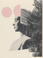 Poster - Mindscape: An artistic exploration of the human mind merges with architecture and nature, presenting a thought-provoking visual narrative.