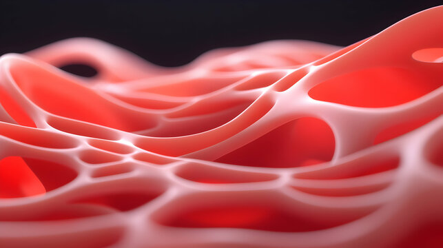 Abstract Red And Pink Interconnected Network Of Lines And Dots