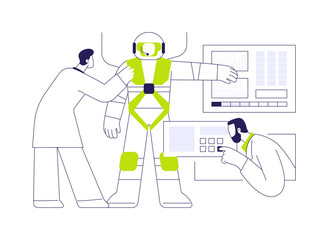 Poster - astronaut training abstract concept vector illustration.