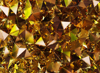 Poster - Luxury Abstract Realistic Gold Crystal Texture Reflection Close Up Background 3D rendering