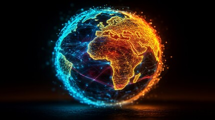 Fiery  Icy Globe Global Warming Abstract.