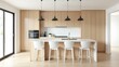 © Gayan - Modern Kitchen Island With Black Pendants
