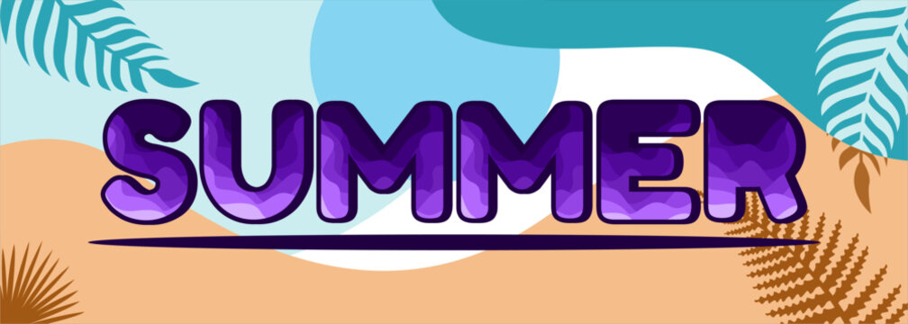 Summer background typography. Vector illustration in trendy flat style.