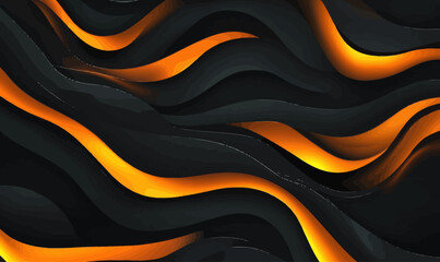 Poster - Dynamic Black and Orange Abstract Background with Yellow Light Accents for Modern Design
