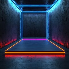 Aufkleber - A futuristic card design with neon accents glowing in a dark room