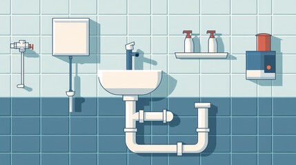 Poster - A minimalist plumbing vector in a flat design style. 
