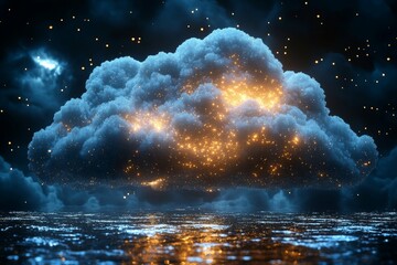 Wall Mural - enchanted night cloud over water