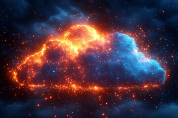 Wall Mural - fiery and glowing cosmic cloud in space