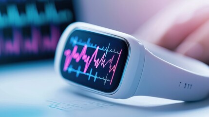 Poster - Smartwatch Displaying Heart Rate Data and Fitness Monitoring Metrics