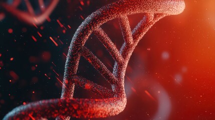 Poster - abstract dna strand with glowing red lights