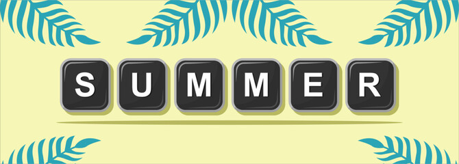 Fototapete - Summer background typography. Vector illustration in trendy flat style.