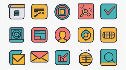 Poster - A simple and clean marketing icon set for digital applications, including SEO, branding, and analytics icons. 
