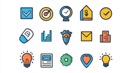 Poster - A simple and clean marketing icon set for digital applications, including SEO, branding, and analytics icons. 