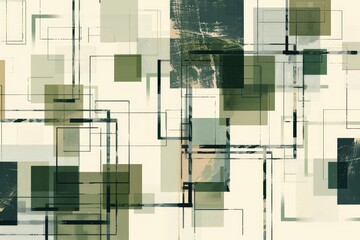 Poster - The abstract picture of the green square repetitive pattern polygon geometry in the background, geometry is mathematics that study shape, size, properties, and dimensions of objects and spaces. AIG51.