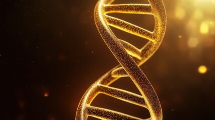 Poster - golden double helix dna structure with sparkles