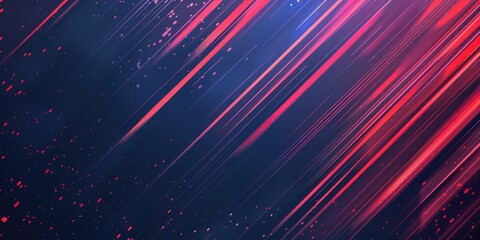 Poster - Abstract red and blue intersecting lines on a dark background. Digital artwork for design and print. Geometric and chaotic concept. Image of red and blue glowing line with dark background. AIG51.