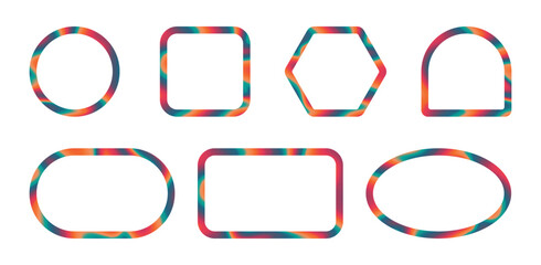Aufkleber - Multicolored frame set. Color borders and frame in various shapes. Colored geometric border collection. Rectangle, oval, square other shapes. Vector.