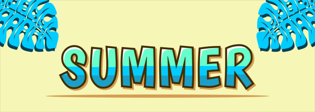 Summer background typography. Vector illustration in trendy flat style.