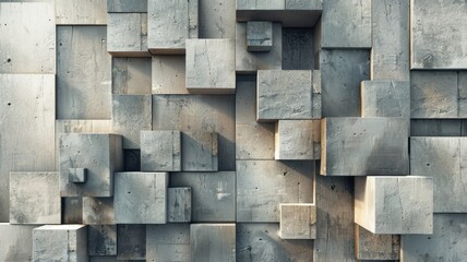 Poster - Abstract metallic geometric blocks in grey and gold. Abstract artwork of 3D rendering art with geometric shape with black wall. Digital art for design and print. Building construction concept. AIG53.