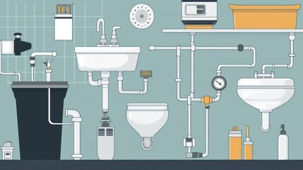 Poster - An infographic-style plumbing vector explaining common issues 