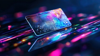 Poster - A holographic card shining under dynamic lighting conditions