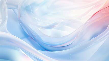 Poster - Abstract smooth pastel wave shapes in blue and pink tones. Background image of transparent wave with blue and red. Digital art for design and print. Minimal and contemporary wallpaper design. AIG53.