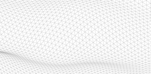 Poster - Abstract Wireframe Waves - Futuristic Geometric Mesh Background - Vector Illustration